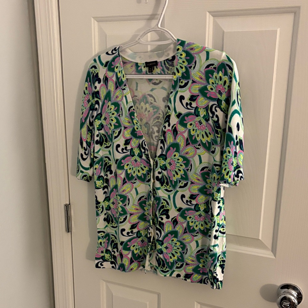 Talbots Multicolor Floral Cardigan